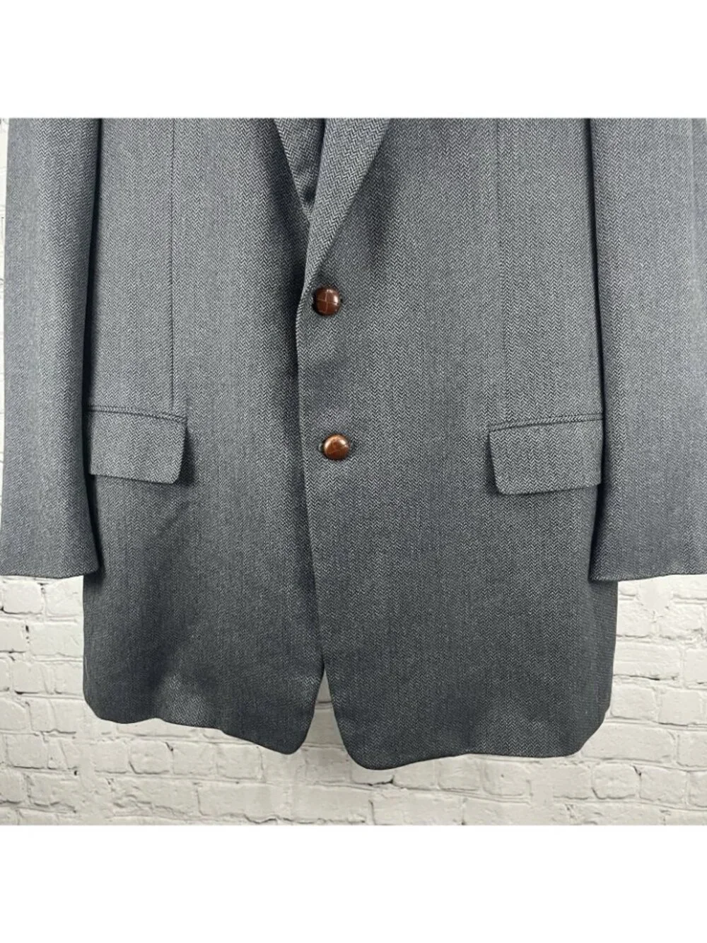 Hickey Freeman Grey Wool 2 Button Vented Blazer Sport Coat USA Made Size 44L